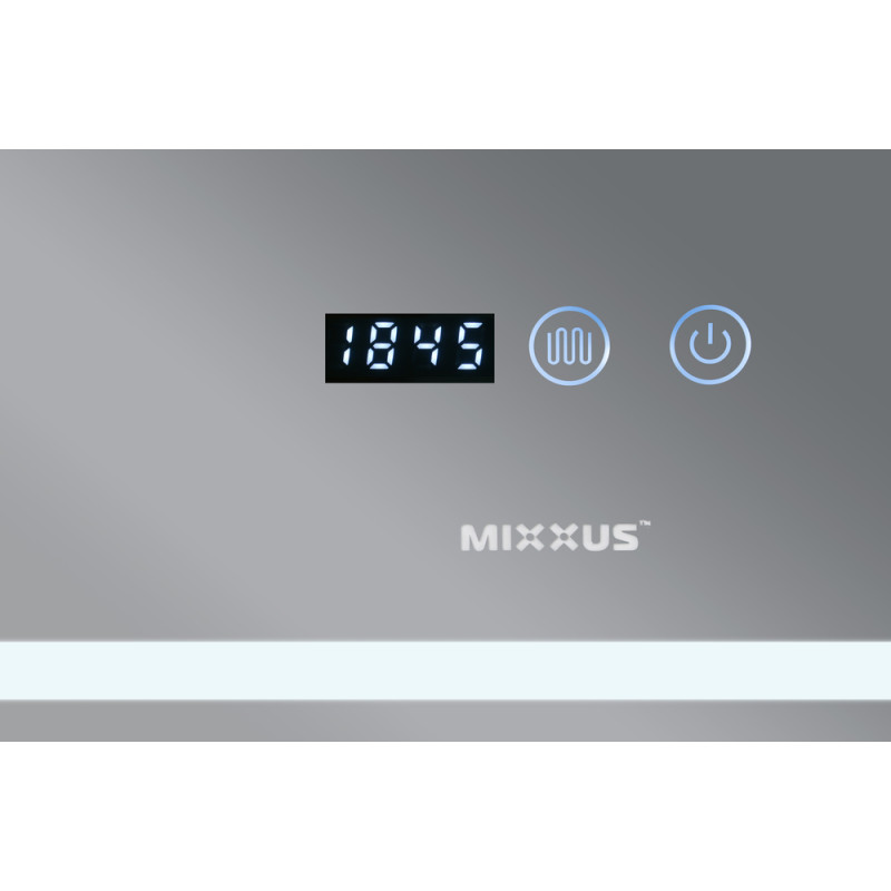 Дзеркало Mixxus WARM MR02-70x50 з LED Touch, Anti-fog, димером, регулюванням яскравості, годинником