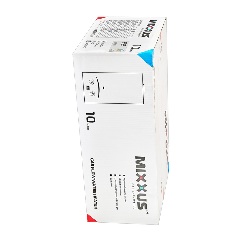 Газова колонка MIXXUS GWH-0610 BASIC GLASS димохідна 10 л/хв (панель зі скла з малюнком) (WH00