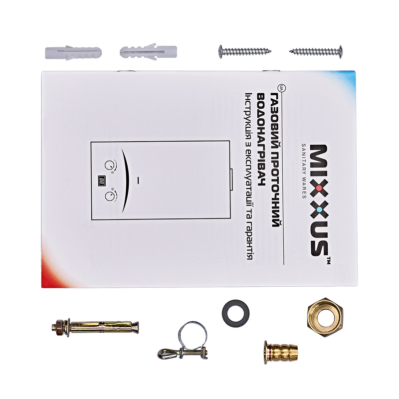 Газова колонка MIXXUS GWH-0610 BASIC GLASS димохідна 10 л/хв (панель зі скла з малюнком) (WH00