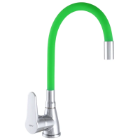 Смеситель для кухни Zerix SOP7 146 с зеленым гибким изливом