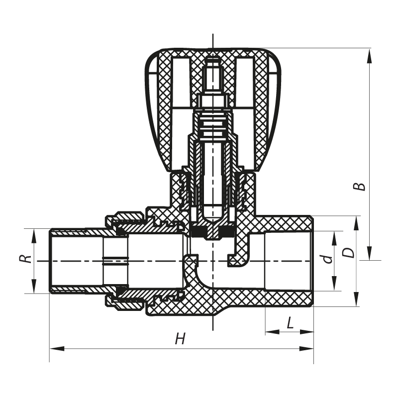 Вентиль радиаторный прямой PPR 20x1/2 (Koer K0165.PRO)