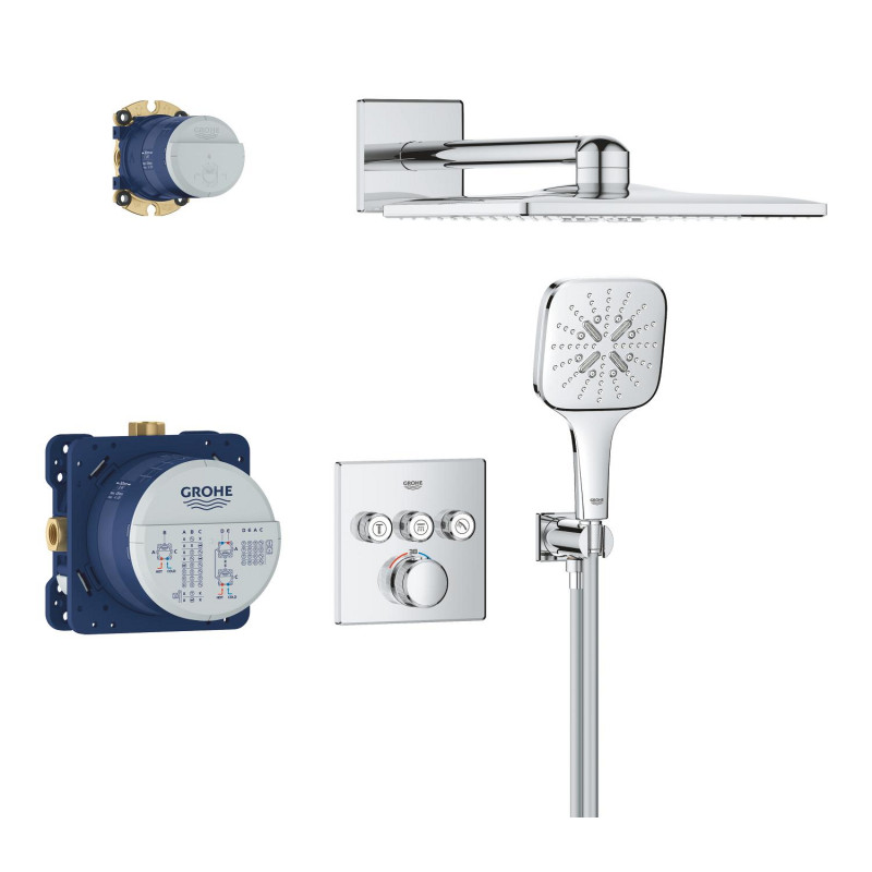 Душова система прихованого монтажу на 3 виходи з термостатом Grohe Grohtherm SmartControl