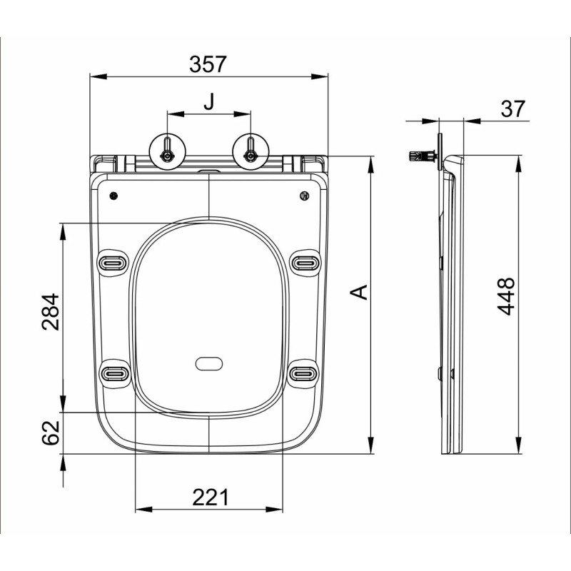 Підвісний унітаз Mixxus Premium Quadro-0302-R Black 530x360x365мм, система змиву RIMLESS