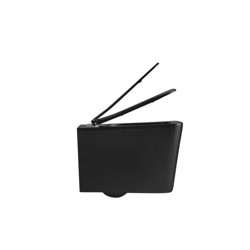 Підвісний унітаз Mixxus Premium Quadro-0302-R Black 530x360x365мм, система змиву RIMLESS