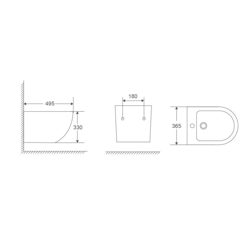 Біде підвісне Mixxus Premium Ellipse-0501 495x365x325мм