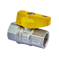Кран кульовий ГАЗ, Roho R211-050G - 1/2" ВВ ручка "метелик" жовта