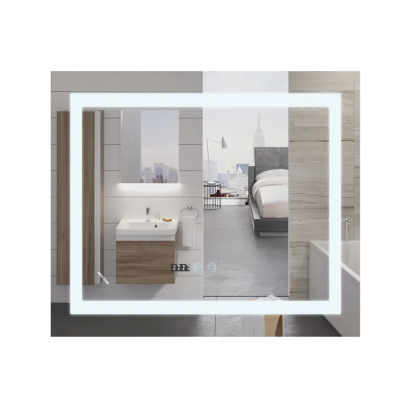 Дзеркало Mixxus WARM MR02-80x80 з LED Touch, Anti-fog, димером, регулюванням яскравості, годинником (MI6934)