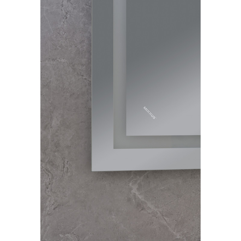 Дзеркало Mixxus WARM MR02-80x80 з LED Touch, Anti-fog, димером, регулюванням яскравості, годинником (MI6934)