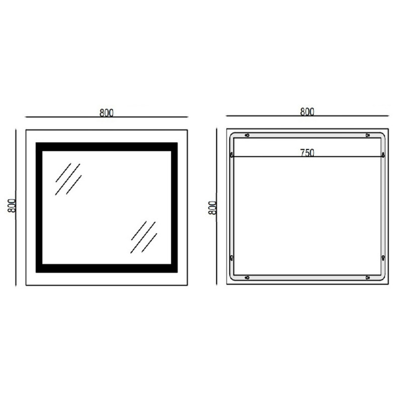 Дзеркало Mixxus WARM MR02-80x80 з LED Touch, Anti-fog, димером, регулюванням яскравості, годинником (MI6934)