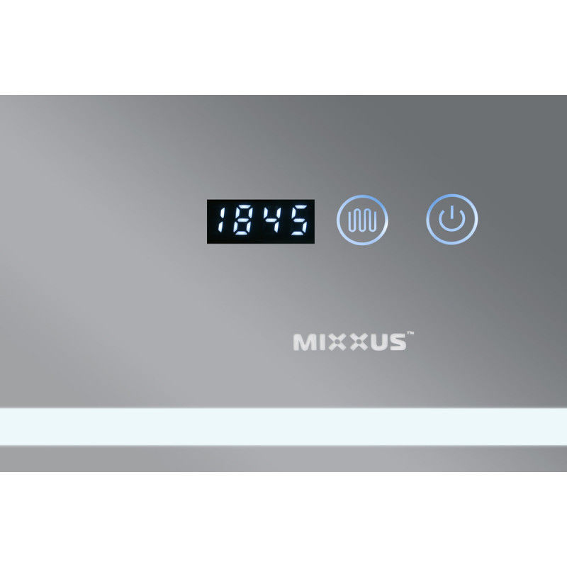 Дзеркало Mixxus WARM MR02-80x80 з LED Touch, Anti-fog, димером, регулюванням яскравості, годинником (MI6934)