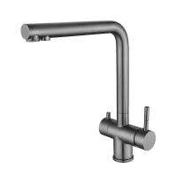 Смеситель для кухни Zerix LUX-021 graphite с выходом для питьевой воды (нерж. сталь)