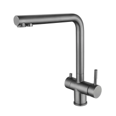 Смеситель для кухни Zerix LUX-021 graphite с выходом для питьевой воды (нерж. сталь)