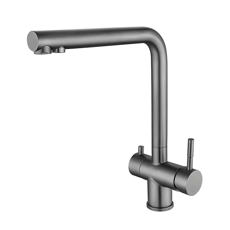 Смеситель для кухни Zerix LUX-021 graphite с выходом для питьевой воды (нерж. сталь)