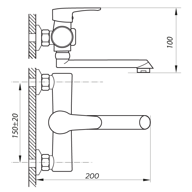 Смеситель для ванны Zerix PUD3 146