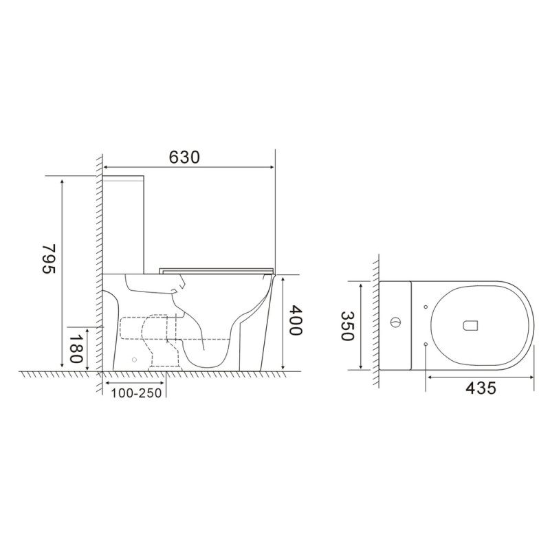 Унітаз-компакт Mixxus WAVE-0405-R 630х350х795mm, система змиву RIMLESS