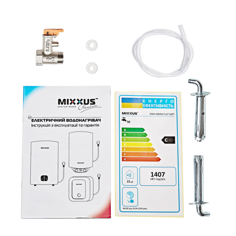 Водонагреватель "Плоский" MIXXUS EWH-09080 FLAT WET накопительный 80 л, мокрый тен 2 kW