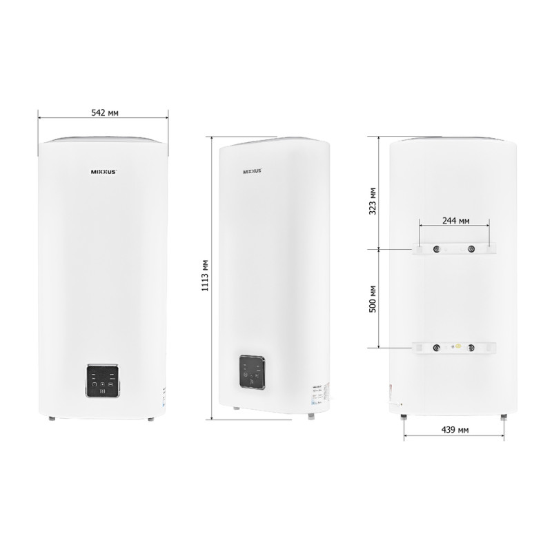 Водонагреватель "Плоский" MIXXUS EWH-09080 FLAT WET накопительный 80 л, мокрый тен 2 kW
