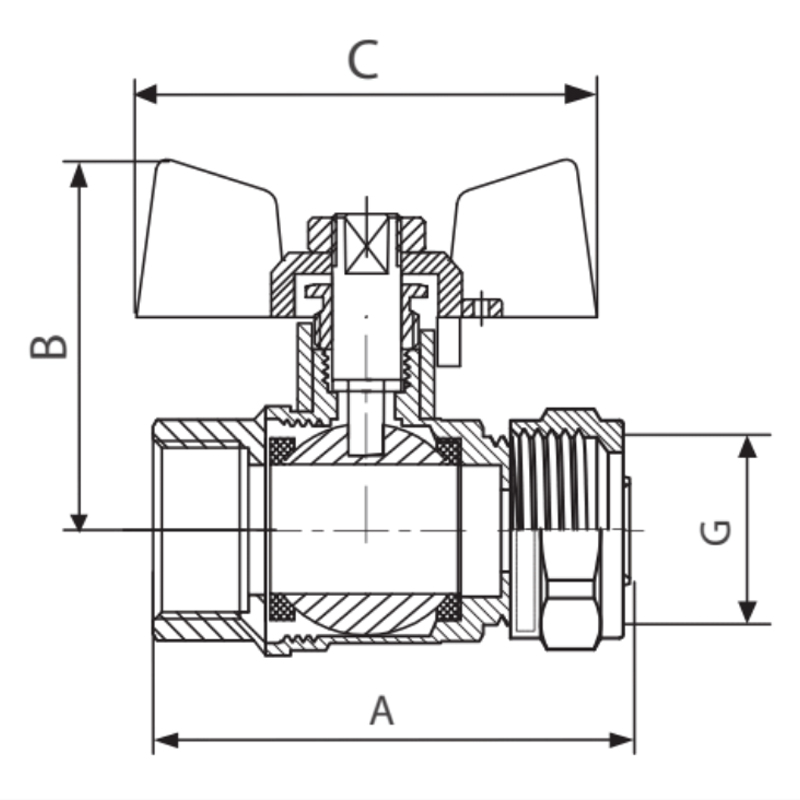 Кран шаровый Koer KR.351 - 20x3/4М Wing