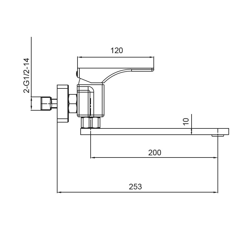 Смеситель для кухни настенный Koer KB-73010-01 (Цвет хром)