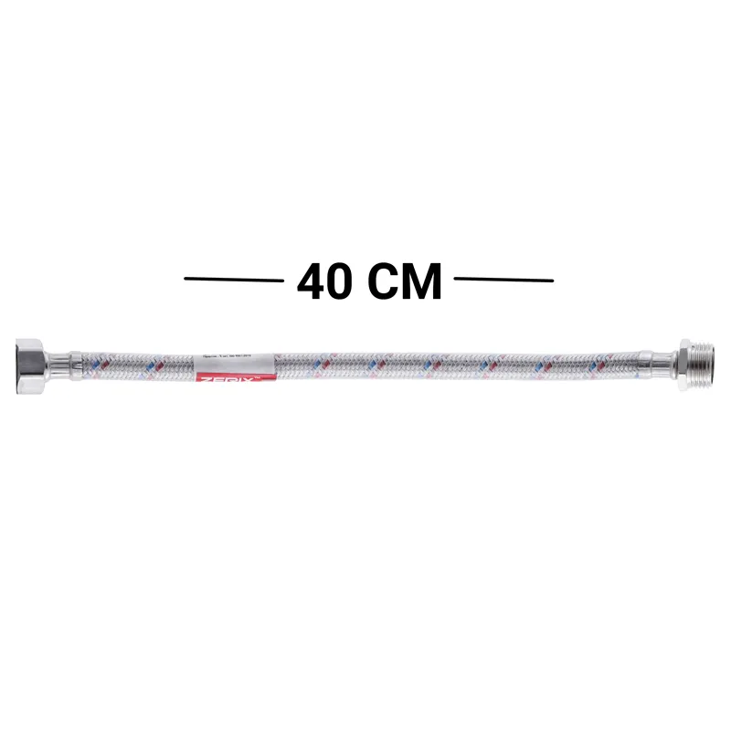 Гнучкий шланг для підключення води гайка 1/2'' - Штуцер 1/2'' (40 см) (силіконова оболонка) Zerix (ZX301)