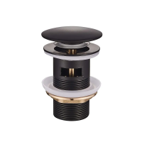 Донний клапан для умивальника з переливом Mixxus POP-UP-03 Black 1 1/4'' (кнопка) (Чорний)