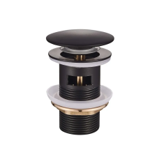 Донний клапан для умивальника з переливом Mixxus POP-UP-03 Black 1 1/4'' (кнопка) (Чорний)