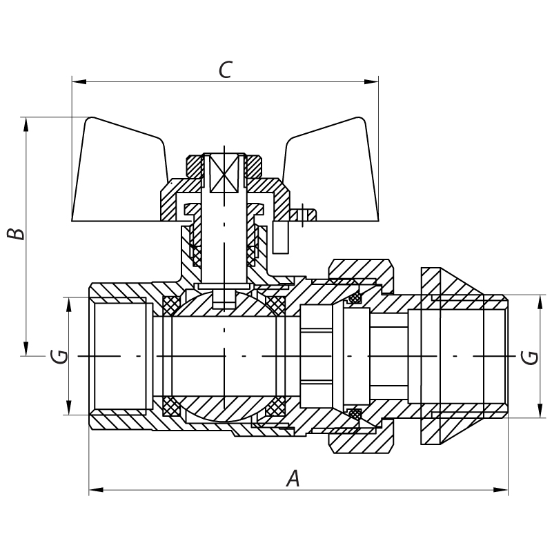 Кран с американкой 1/2" "антипротечка" (Koer KR.227-Gi)