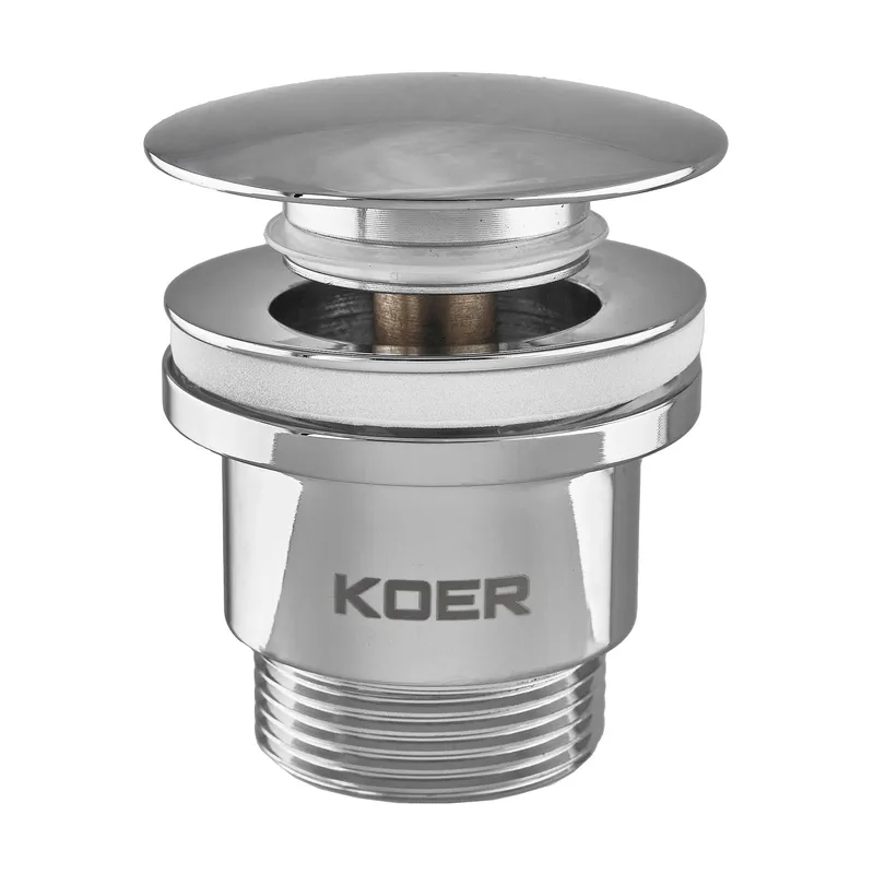 Донний клапан для умивальника Koer PW-01-01 1 1/4'' (кнопка) (Колір хром)
