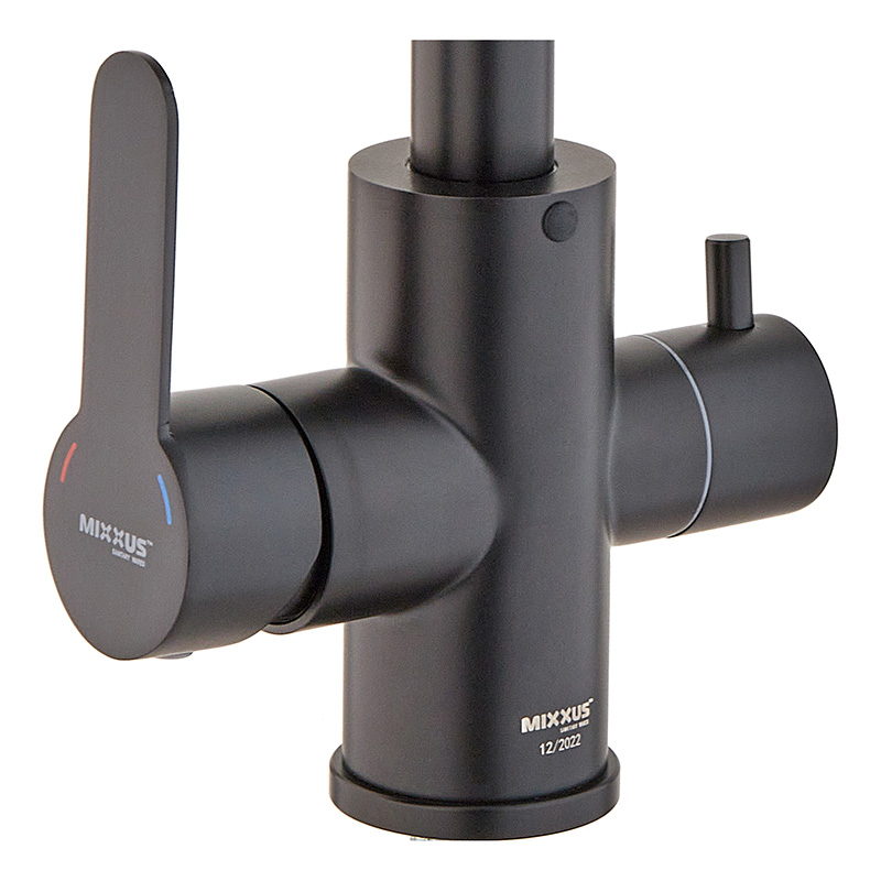 Смеситель для кухни Mixxus DAX-021-G Black (нерж. сталь) с вых.для пит.воды