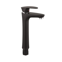 Смеситель для умывальника Plamix Cezar-001 HIGH SET Matte black (с подводкой)