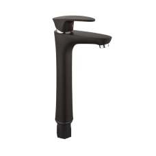 Змішувач для умивальника Plamix Cezar-001 HIGH SET Matte black (з підводкою)