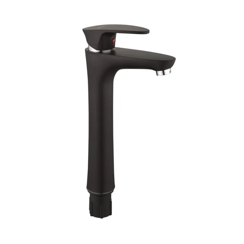 Смеситель для умывальника Plamix Cezar-001 HIGH SET Matte black (с подводкой)