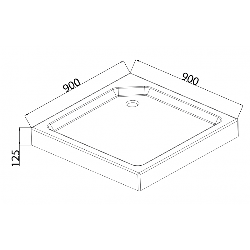 Душовий піддон з сифоном Mixxus CUBIC ST01-90x90x13 діаметр зливу 52 мм