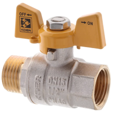 Кран кульовий KOER KR.218.G - 1/2" FM ГШМ YELLOW, ручка "метелик" жовта