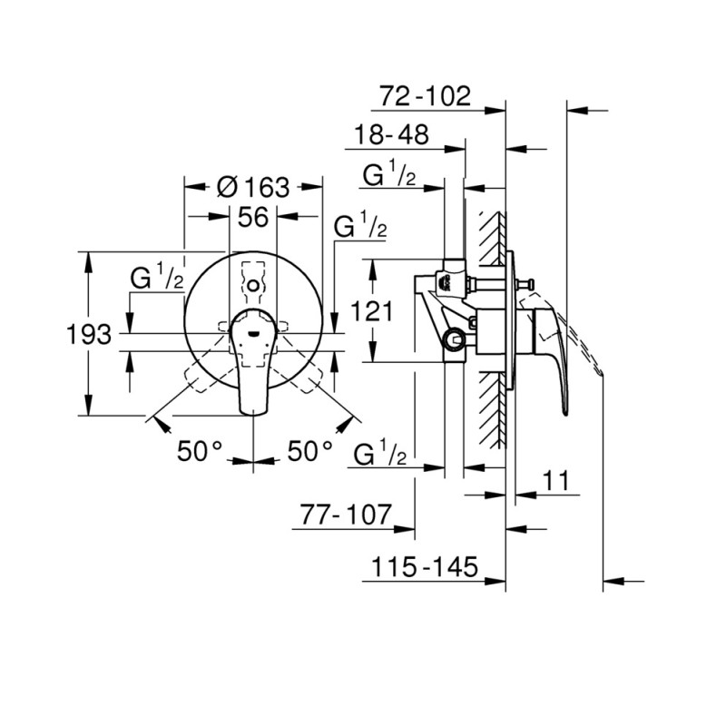 Змішувач прихованого монтажу на 2 споживача Grohe Eurosmart New