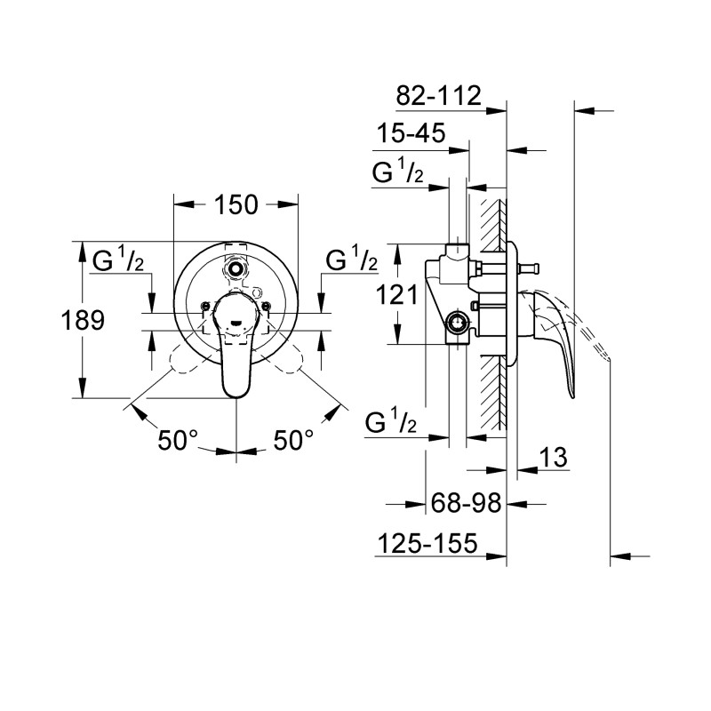 Смеситель для ванны Grohe Eurosmart