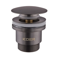 Донний клапан для умивальника Koer PW-01-07 1 1/4'' (кнопка) (Графіт)