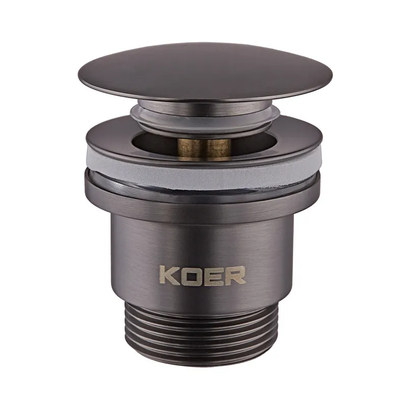 Донний клапан для умивальника Koer PW-01-07 1 1/4'' (кнопка) (Графіт)