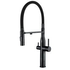 Кухонный смеситель на две воды с гибким изливом Mixxus VTM-021 Black Refl.Black