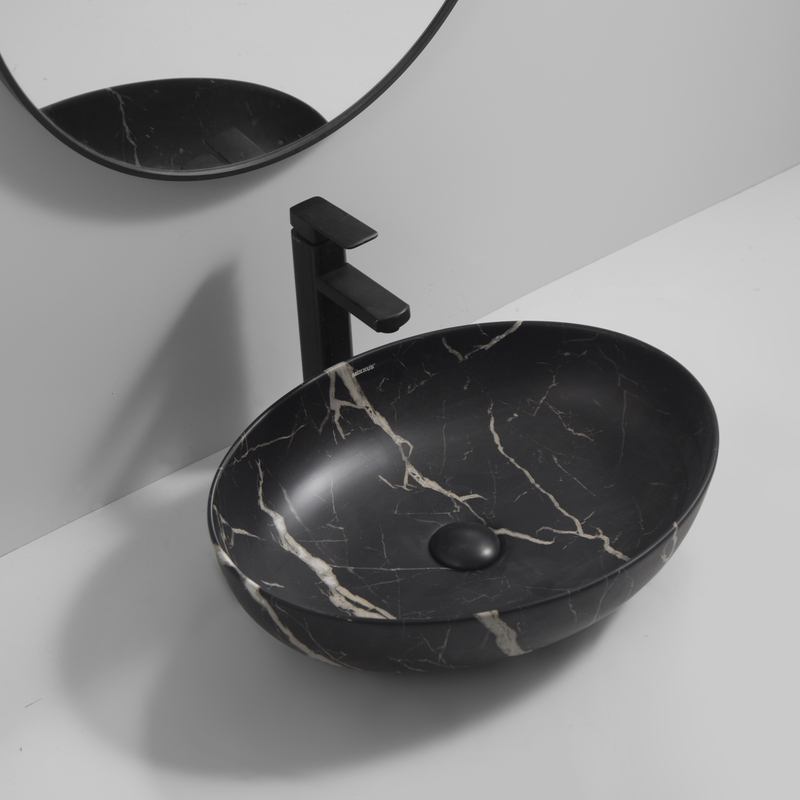 Раковина накладная Mixxus Premium ELLIPSE-0102 MARBLE 515х400х130mm