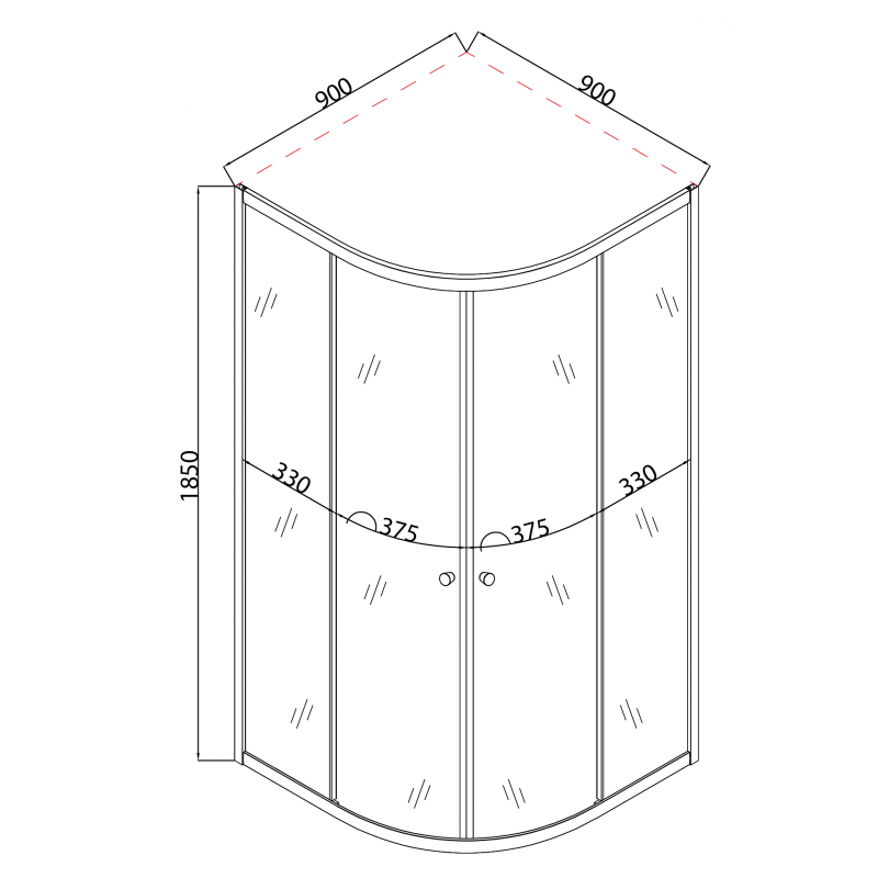 Душова кабіна без піддону Mixxus PLAIN SC01-90x90x185-GR CHROME сіре тоноване скло 4мм (MI6