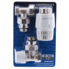 Комплект для підключення радіатора Europroduct EP.1302 - 1/2'' (кутовий з термоголовкою)