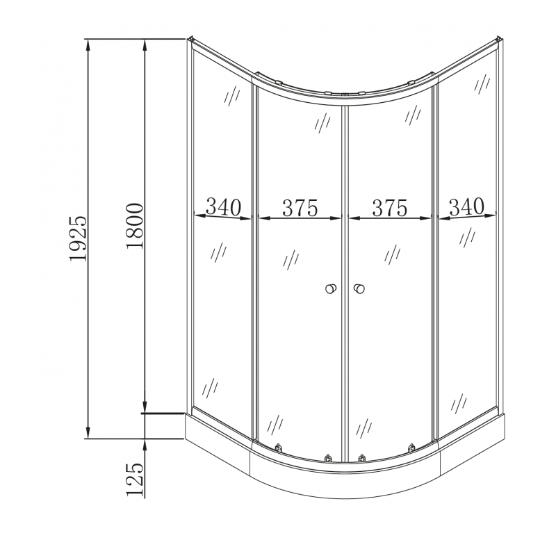 Душова кабіна з низьким піддоном Mixxus PLAIN SCT02-90x90x195-FB SATIN матове скло 4мм