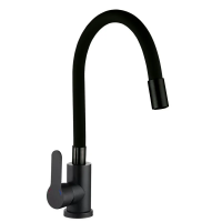 Кухонный смеситель с силиконовым изливом Zerix DAX-011 Black Refl.Black (нерж. сталь)