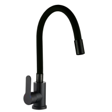 Кухонный смеситель с силиконовым изливом Zerix DAX-011 Black Refl.Black (нерж. сталь)