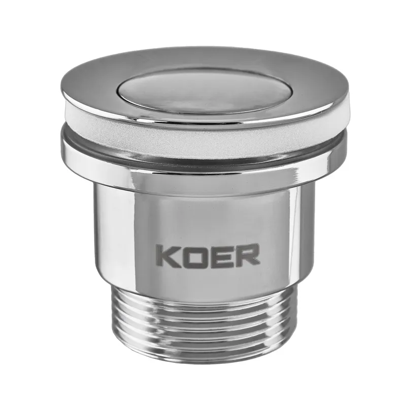 Донний клапан для умивальника Koer PW-02-01 1 1/4'' (кнопка) (Колір хром)