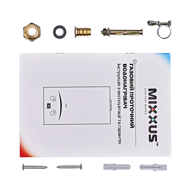 Газова колонка MIXXUS GWH-0110 BASIC WHITE димохідна 10 л/хв (колір білий)