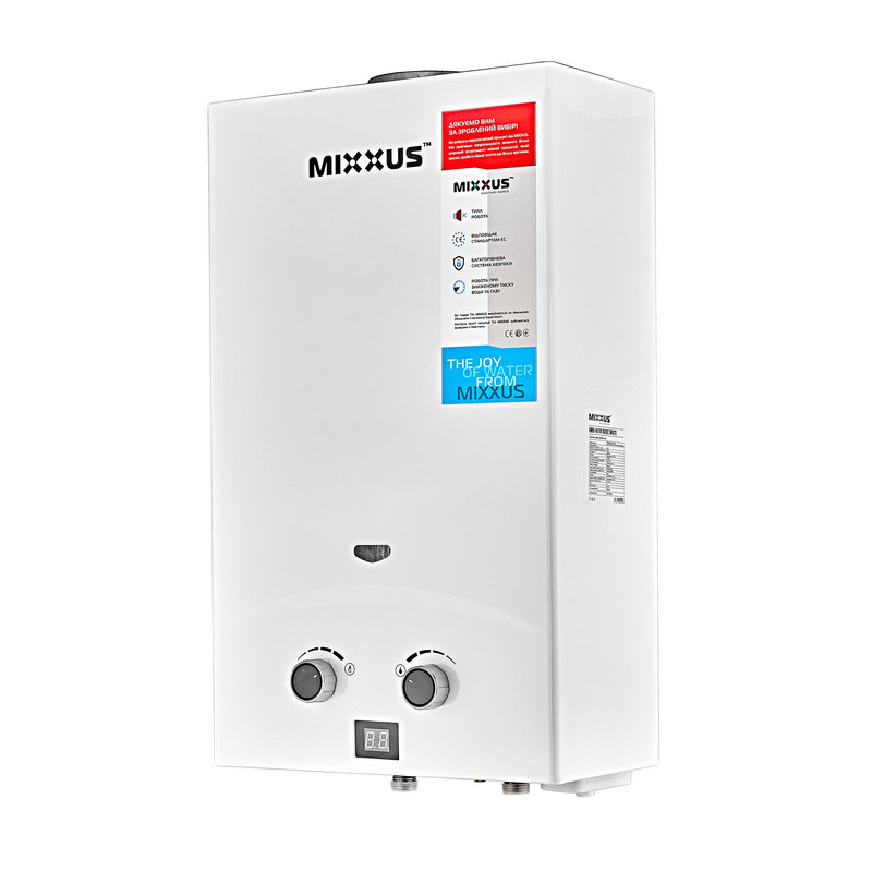 Газова колонка MIXXUS GWH-0110 BASIC WHITE димохідна 10 л/хв (колір білий)