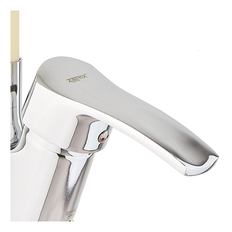 Кухонный смеситель с силиконовым изливом Zerix YUB 279 Reflector Ivory