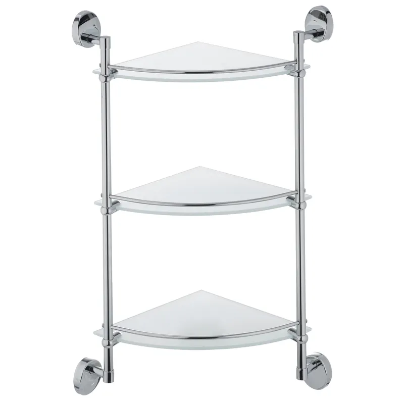 Полиця скляна кутова 3-ярусна Zerix LR3307-3